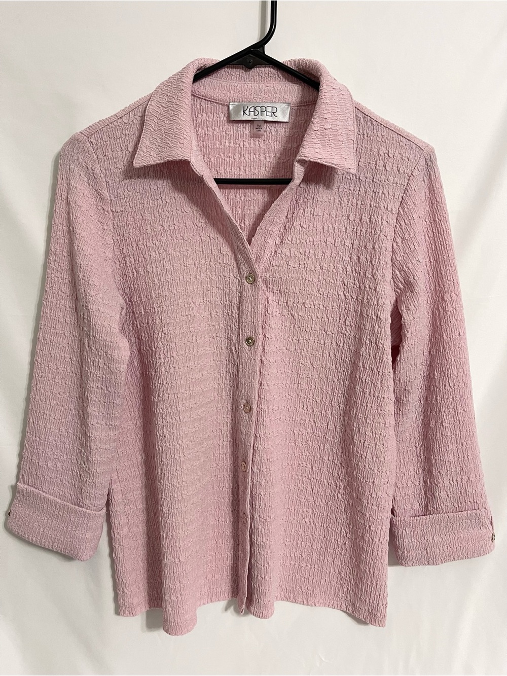 Kasper Light Pink Textured Button-Down Shirt
